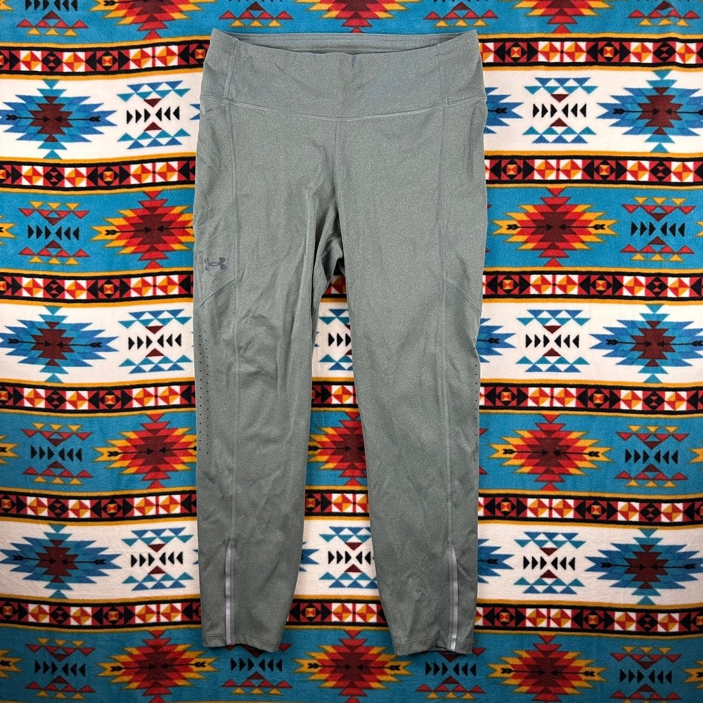 Under Armour Fitted Leggings Athletic Running Workout‎ Cropped Gray LG